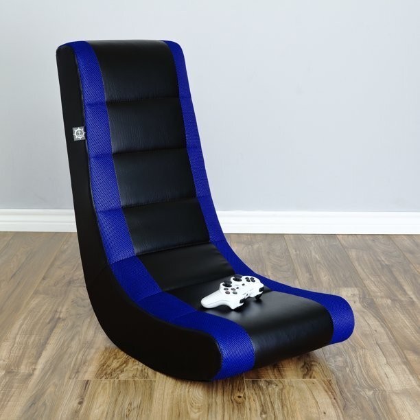 Classic Video Rocker Gaming Chair Faux Leather Mesh Ergonomic Pedestal Seat Blue