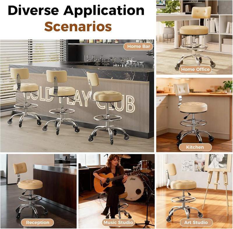 Office Drafting Chair with Footrest, Tall Height Adjustable Stool with Back Supp gallery