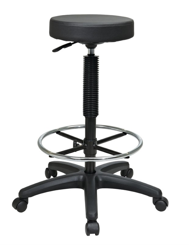 Pneumatic Black Drafting Chair Backless Stool with Vinyl Seat