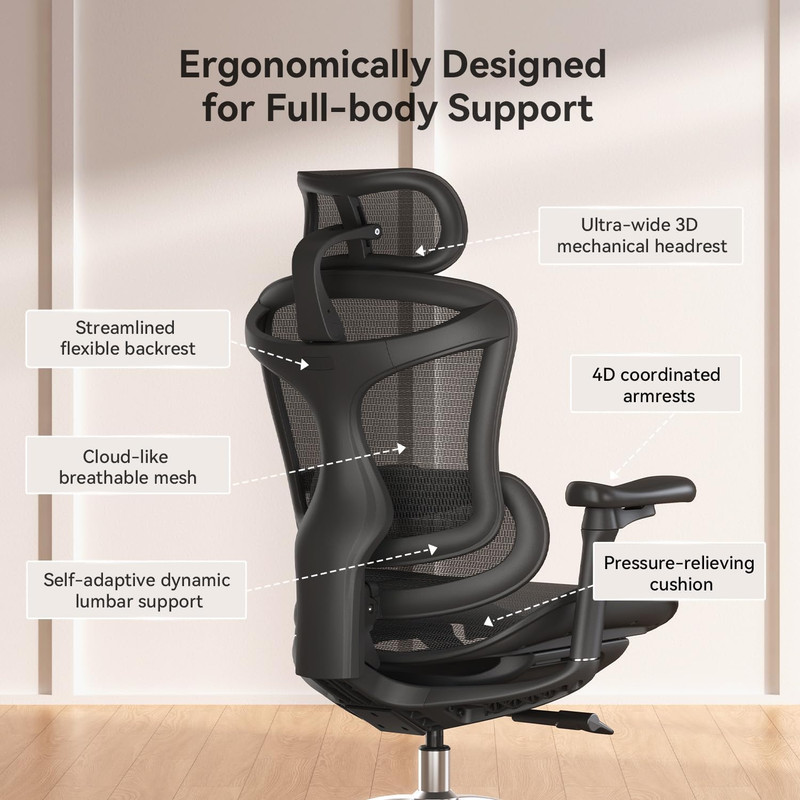 SIHOO Doro C300 Ergonomic Office Chair with Ultra Soft 3D Armrests, Dynamic Lumb gallery