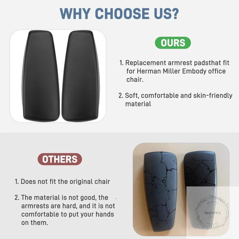 Arm Pads Replacement for Herman Miller Embody Office Chair - Arm Rest Caps for gallery