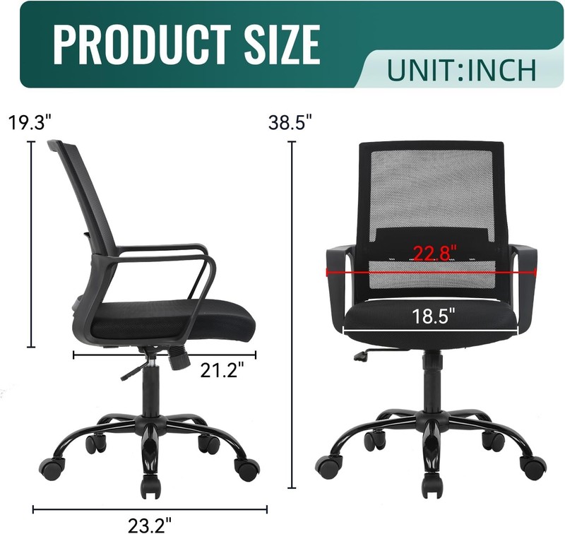 Swivel Rolling Computer Chair Executive Lumbar Support Task Mesh Chair gallery