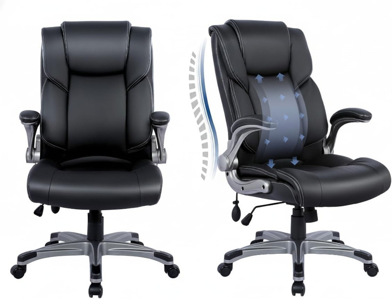 Leather Executive Office Chair- High Back Home Computer Desk Chair with Padded F