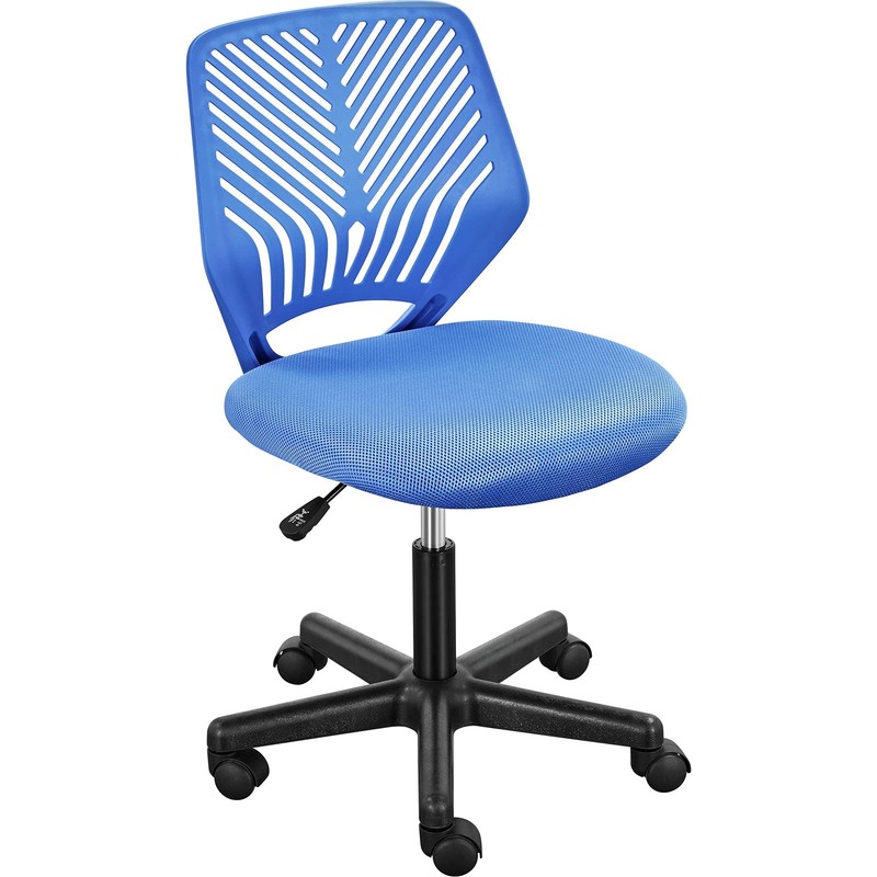 Students Desk Chair Low-Back Armless Study Chair Cute with Lumbar Support, Blue