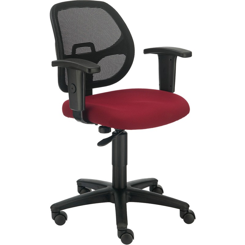 Global Industrial Mesh Back Office Chair with Arms Fabric Red