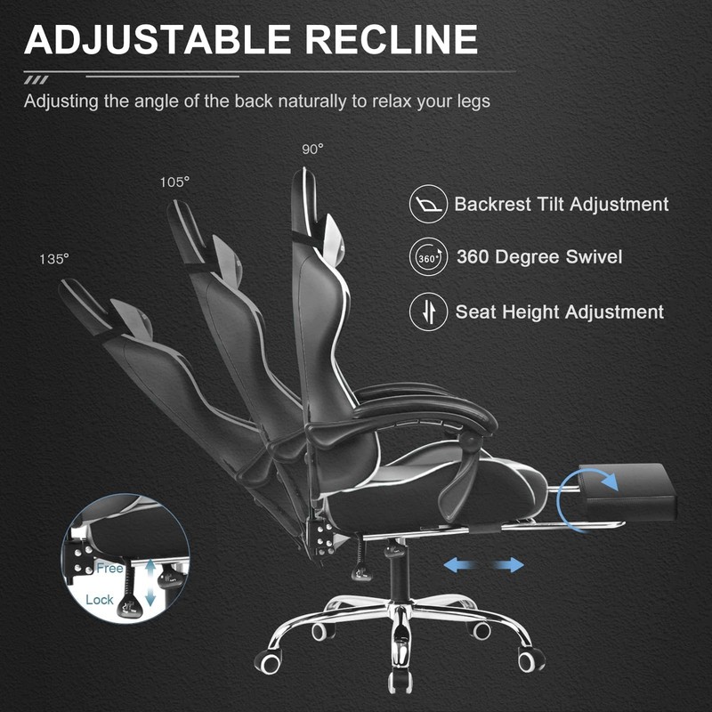 Gaming Chair, Computer Chair with Footrest and Lumbar Support, Height Adjusta... gallery