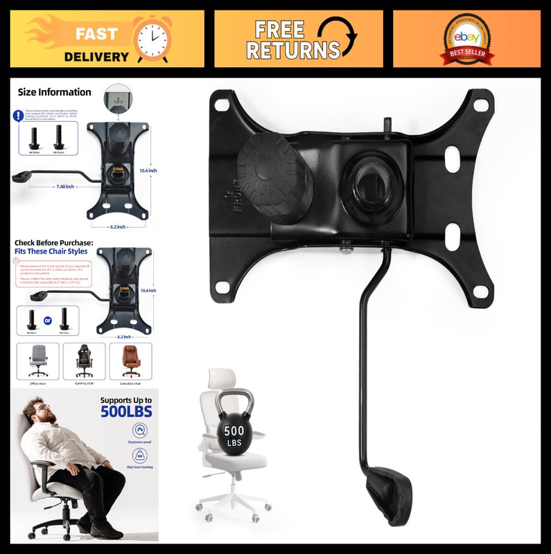 Heavy Duty Office Chair Replacement Parts, 500lbs Swivel Tilt Control Mechanism,
