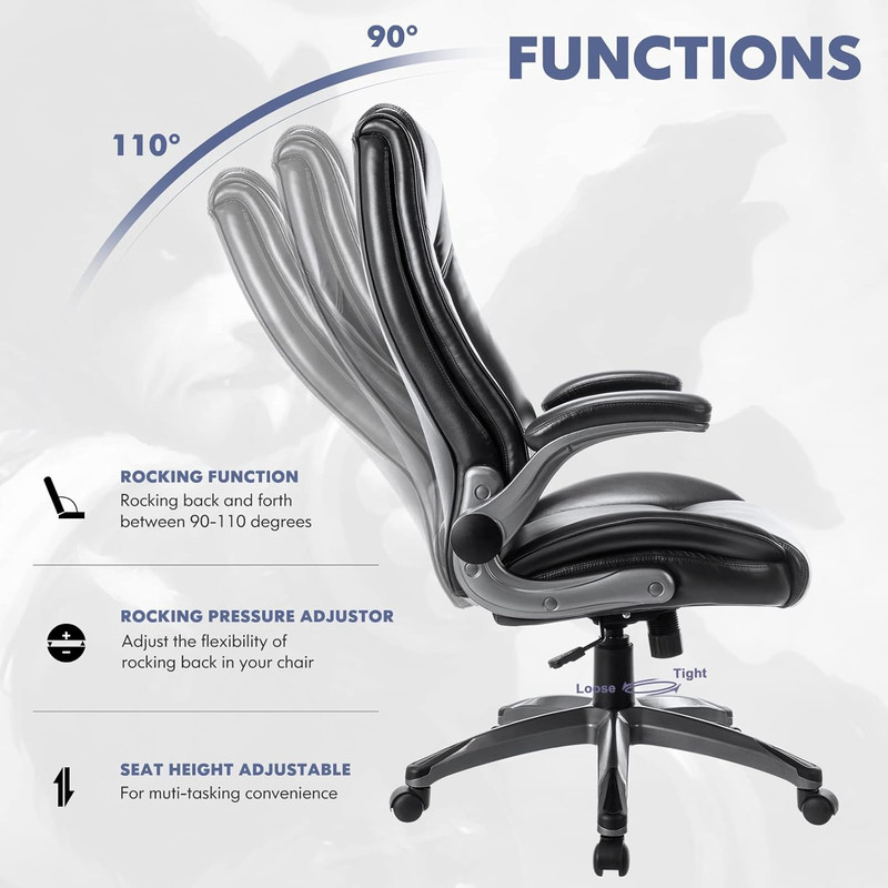 Leather Executive Office Chair - High Back Ergonomic Home Computer Desk Chair wi gallery