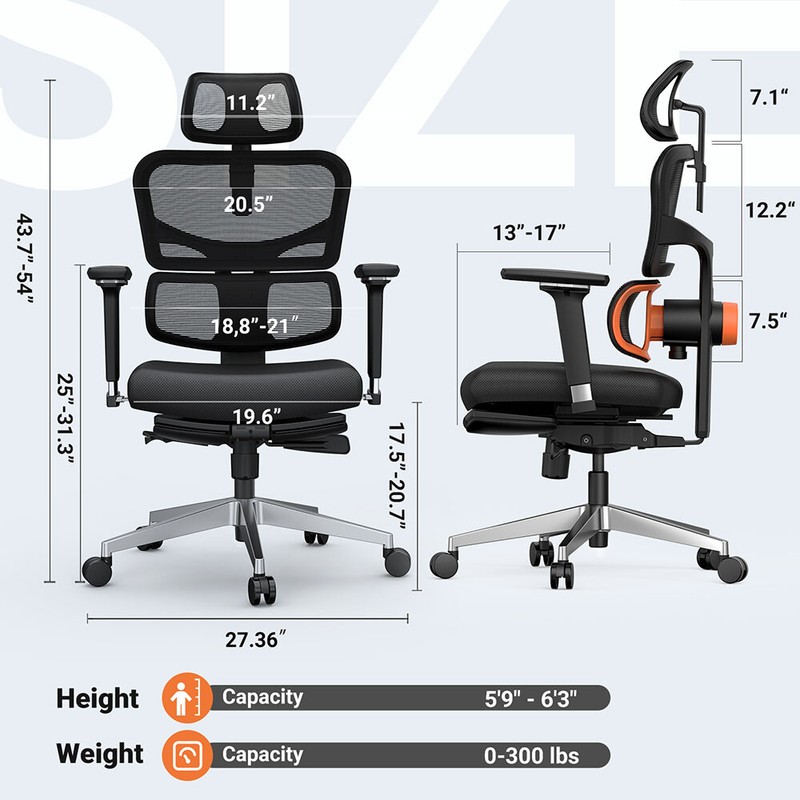 Upgraded High Back Ergonomic Office Chair with Footrest &Tiltable Lumbar Support gallery