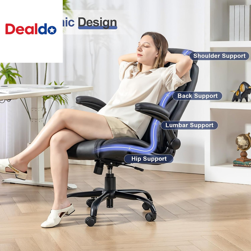 400LBS Big and Tall Office Chair, Heavy Duty Leather Executive Desk Chair with P gallery