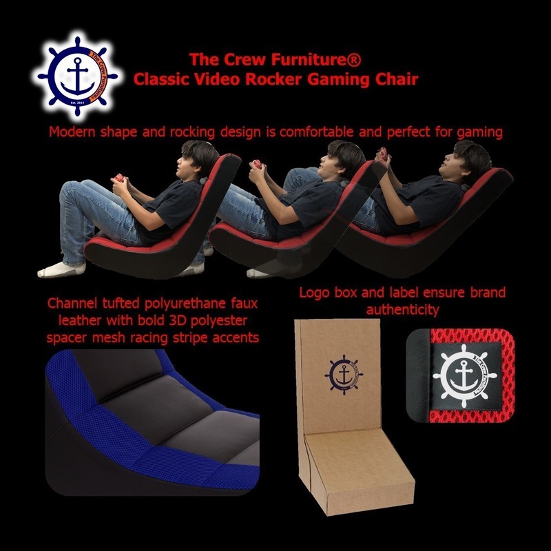 Video Computer Rocker Gaming Chair Faux Leather Mesh Racing Desk Chair Black/Red gallery