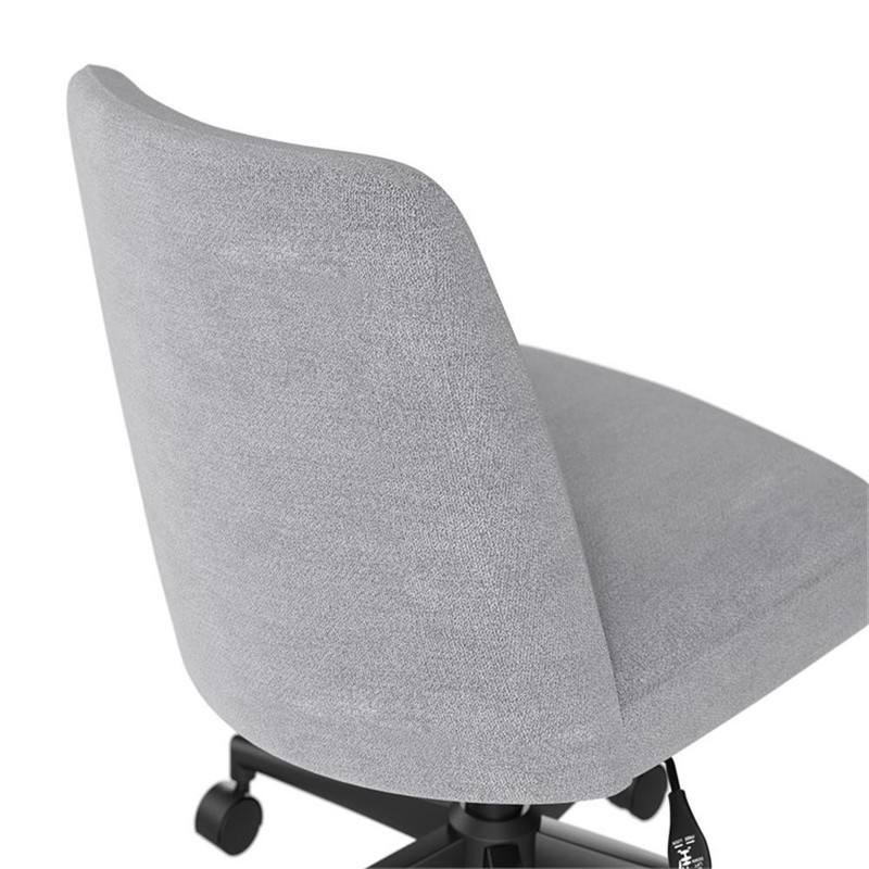 Pemberly Row Mid Back Armless Office Chair with Wheels in Cool Gray Fabric gallery