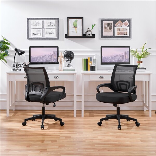 2 Pack Ergonomic Office Chairs Executive Swivel Computer Desk Task Chairs Black