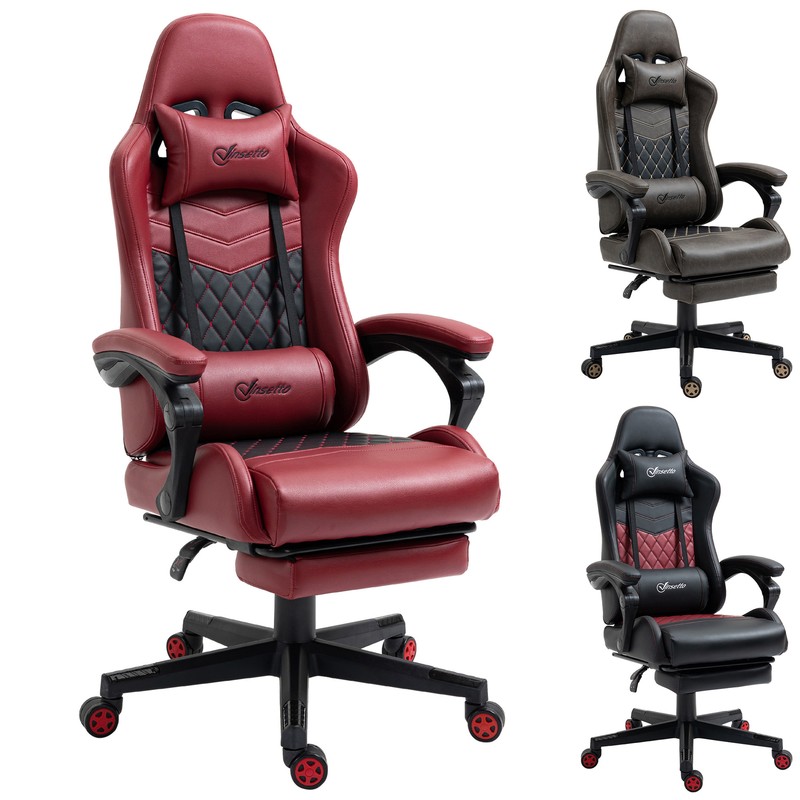 Adjustable High Back Gaming Chair Racing Office Recliner w/ Footrest, Pillow
