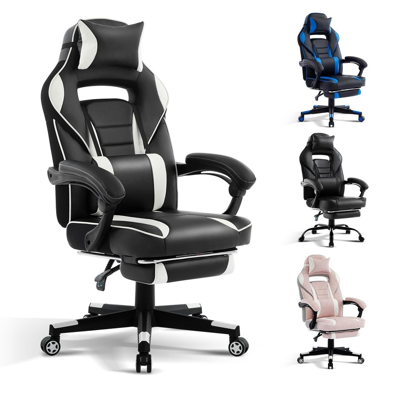 Computer Gaming Chair,High Back Ergonomic Desk Chair with Footrest and Lumbar…