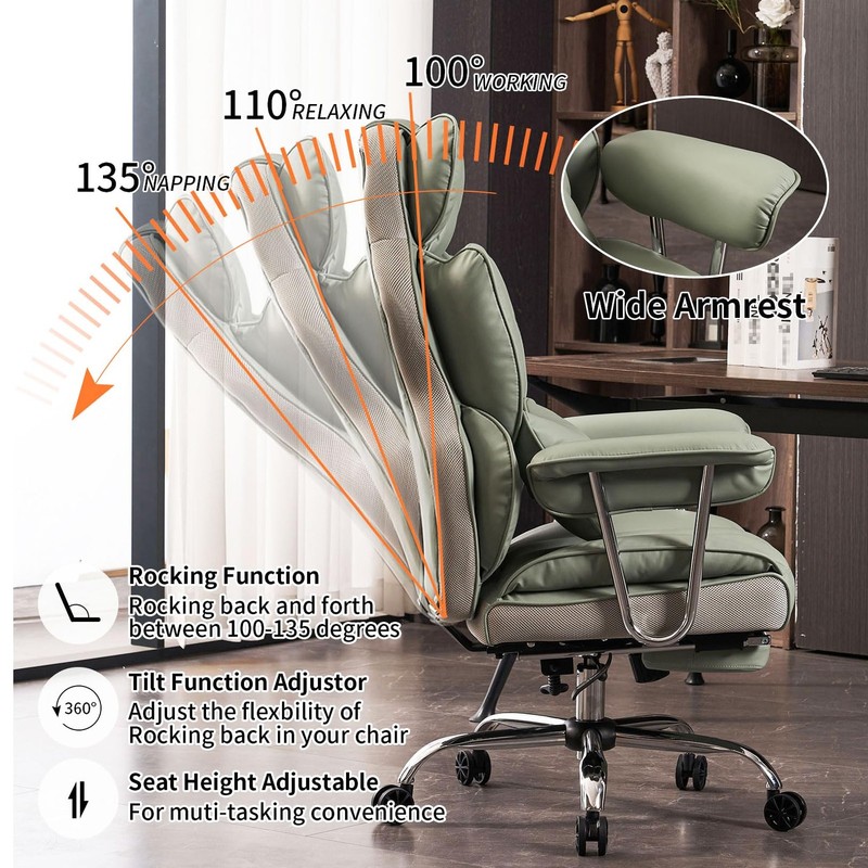 Big and Tall Office Chair 400lbs - Executive Office Chairs with Footrest, Hea... gallery