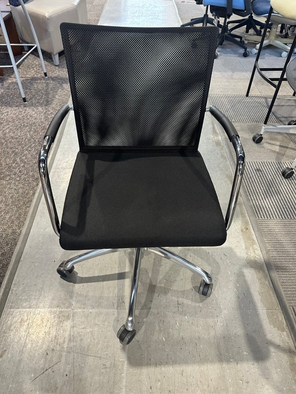 Chair by Dauphin W/ Black Fabric Seat and Mesh Back