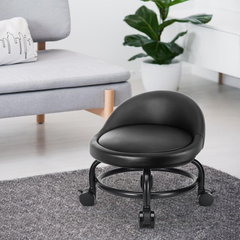 LWADALN Rolling Stool with Backrest Low Height Rolling Stools, Low Roller Stool gallery