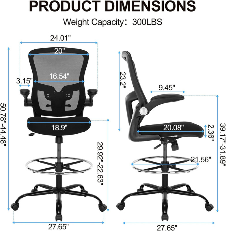 Drafting Chair, Ergonomic Tall Office Chair with Lumbar Support Standing Desk St gallery