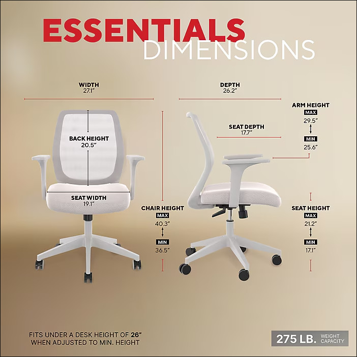 Staples Essentials Ergonomic Fabric Swivel Task Chair Gray Adjustable Office gallery