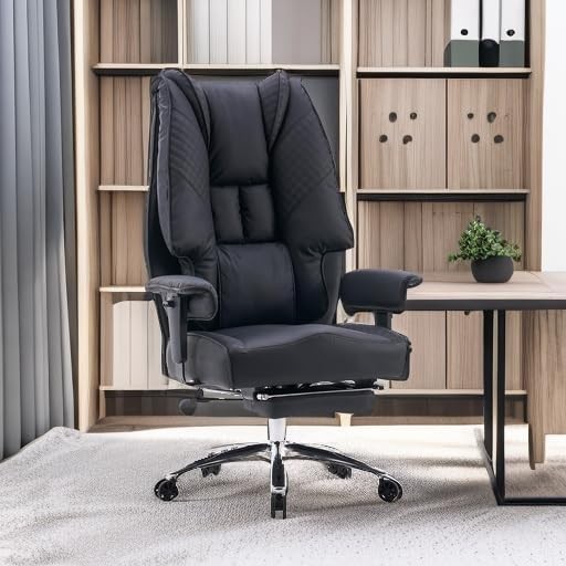 Big and Tall Office Chair 400lbs Wide Seat, Leather High Back Executive Offic... gallery