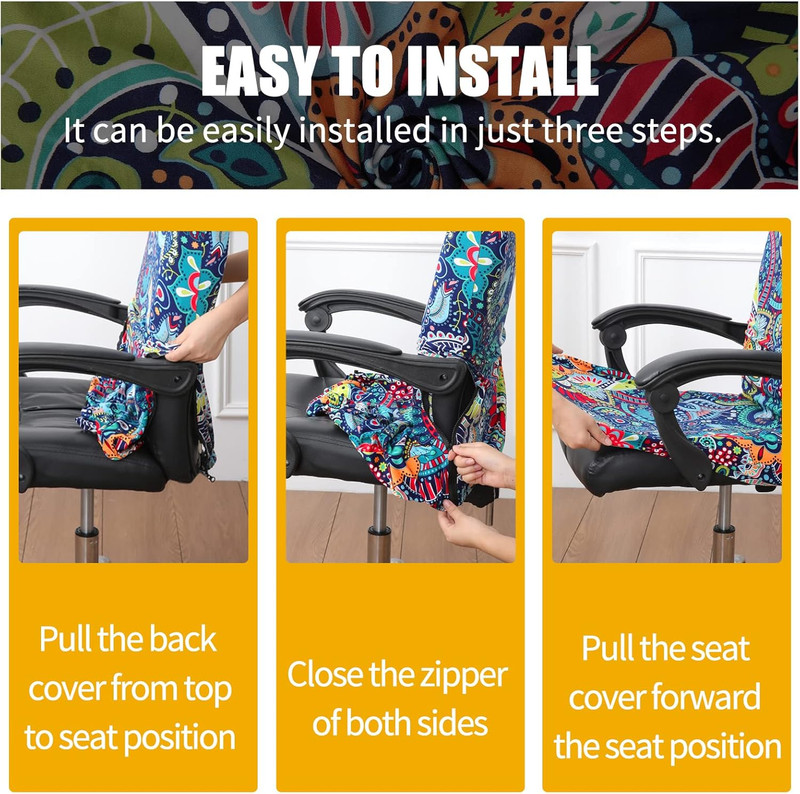 Stretch Printed Office Computer Chair Covers, Universal Desk Rotating Chair Slip gallery
