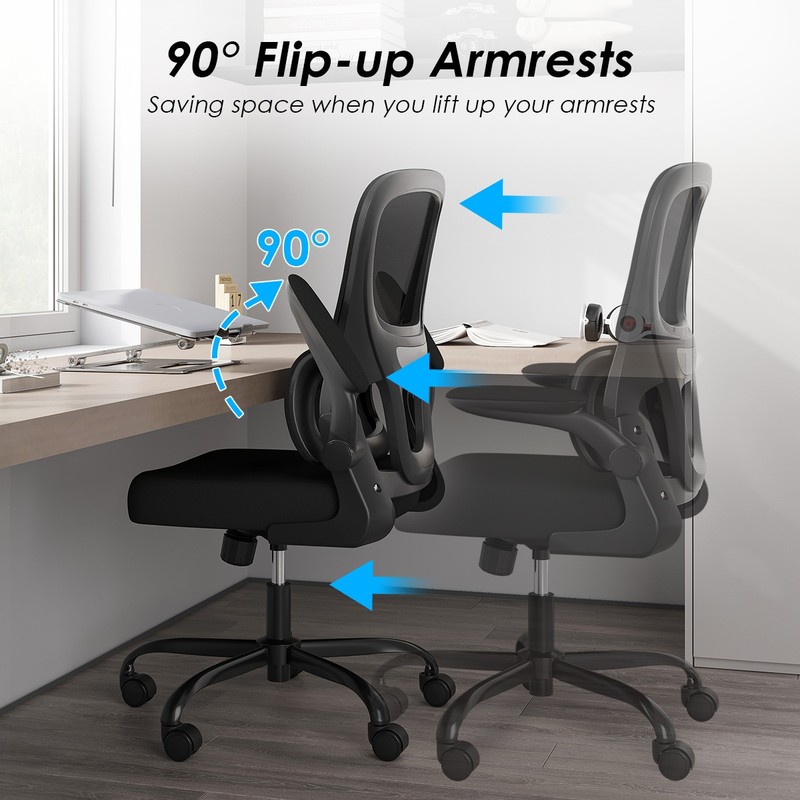 Home Office Desk Chair Mesh Recline Filp Armrest Lumbar Support Rolling Wheels gallery