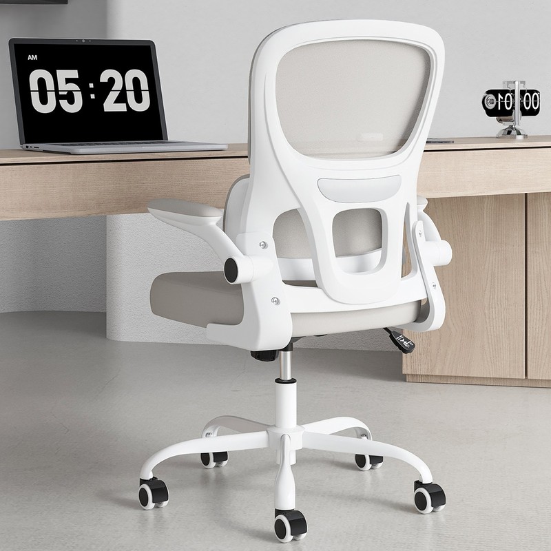 Home Office Desk Chair Mesh Recline Filp Armrest Lumbar Support Rolling Wheels