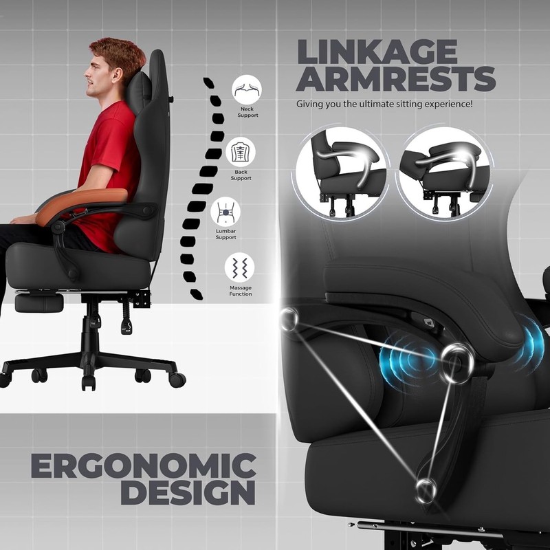 Big and Tall Gaming Chair 400lbs Heavy Duty Office Chair with Footrest, High ... gallery