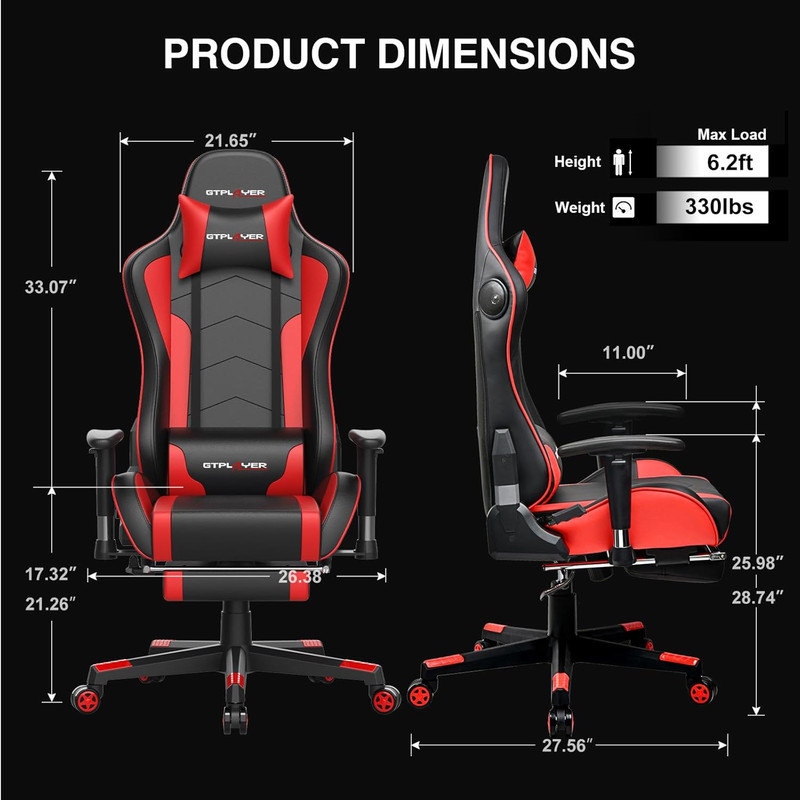 Ergonomic Gaming Chair with Footrest, Speakers & Bluetooth for Ultimate Comfort gallery