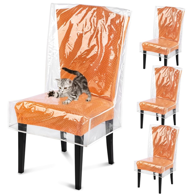 Dining Chair Covers, Waterproof Covers – 4 W/21” x D/18”, Transparent