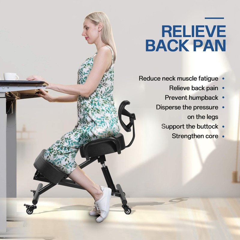Ergonomic Kneeling Chair Upright Back Postures Home Office Adjust Height Angle gallery