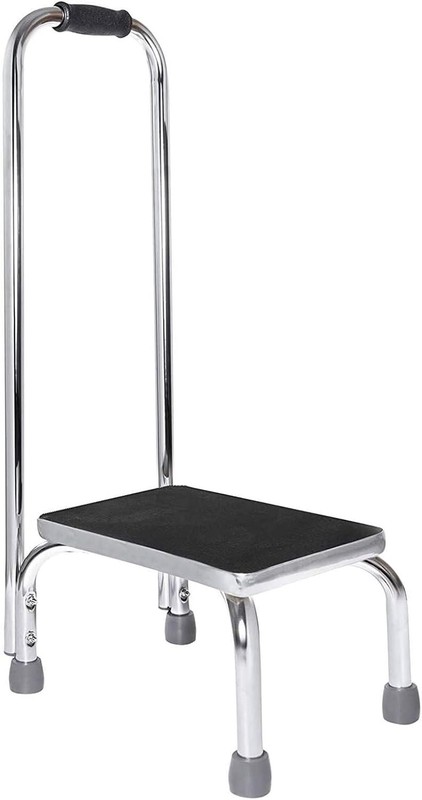 Vaunn Medical Foot Step Stool with Handle and Anti Skid Chrome With