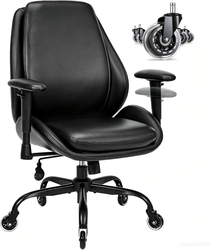 Office Chair with Rubber Wheels, Big and Tall Office Chair, Ergonomic Office Cha