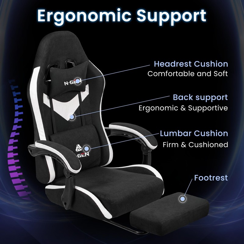NGEN GAMING Video Gaming Chair with Footrest Lumbar Support for Home Office H... gallery