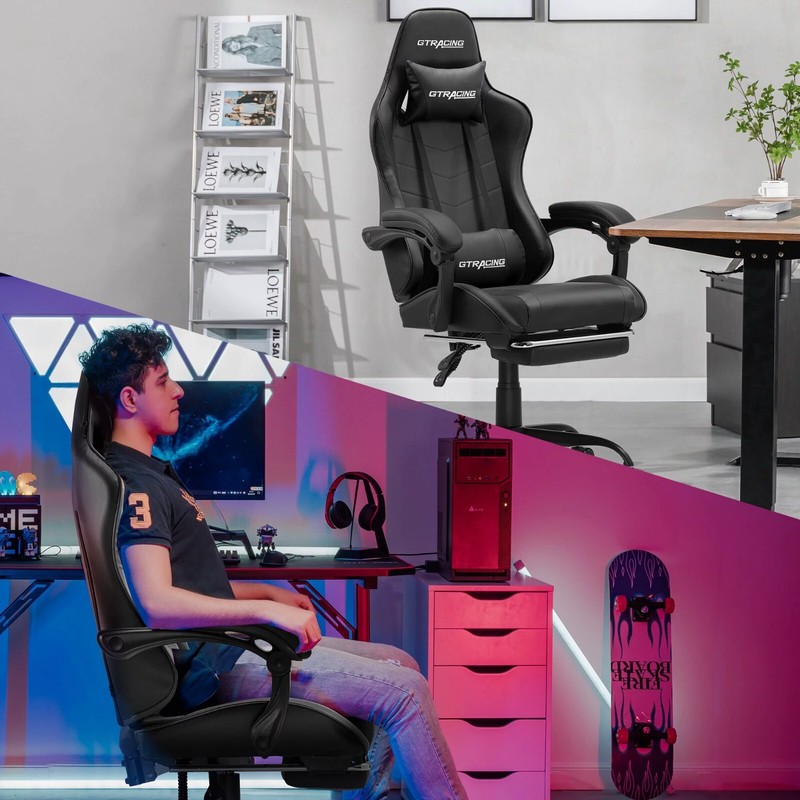 GTRACING GTWD-200 Gaming Chair with Footrest, Adjustable Height, and Reclining gallery