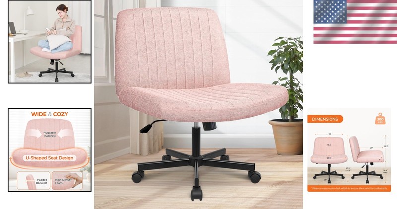 Pink Criss Cross Office Chair | Wide Seat, Swivel, Adjustable | Comfy Fabric ... gallery