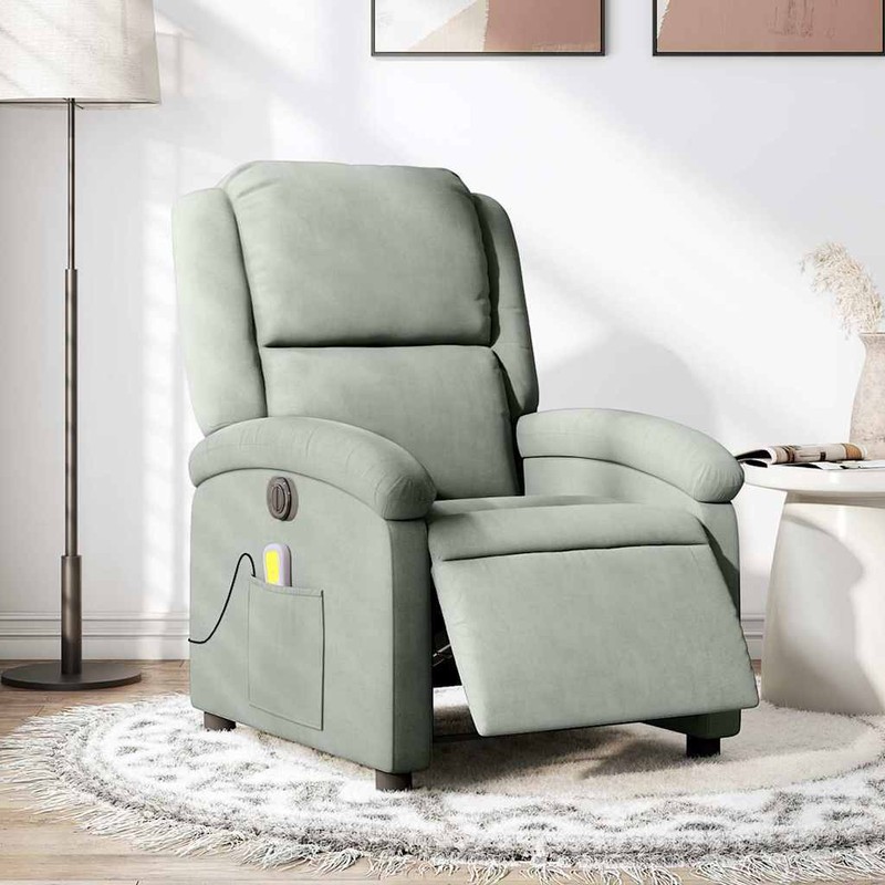 Massage Recliner Chair Wingback Reclining Armchair for Elderly Velvet vidaXL