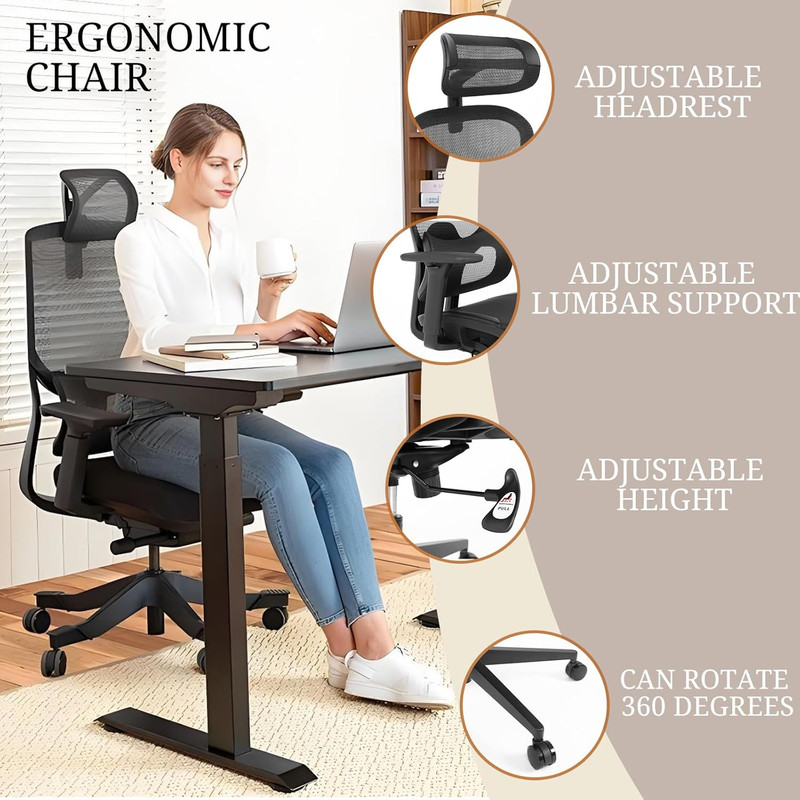 Ergonomic Mesh Office Chair with Lumbar Support - Adjustable Seat Height, Flip-U gallery