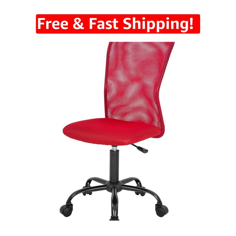 Modern Ergonomic Task Chair with Adjustable Height and Smooth Casters in Red