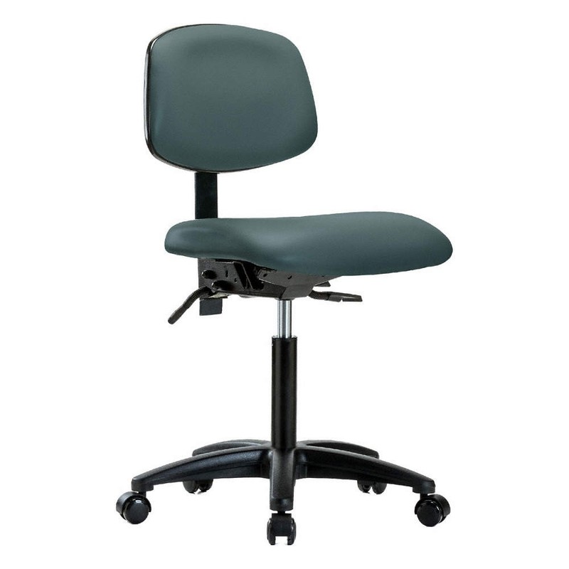 GRAINGER APPROVED Vinyl Chair,Med,Tilt,Casters,Blue 343A84