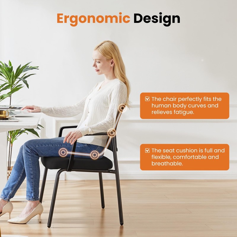 Stackable Mesh Guest Visitor Reception Chairs - Ergonomic Lumbar Support for ... gallery