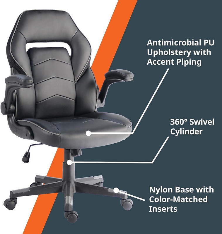 Nusparc Spawnsafe Gaming Chair, Adjustable Height, Flip-Up Armrests, 360° Swivel gallery