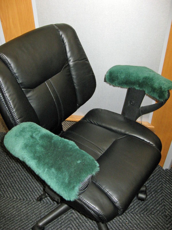 1 PAIR GREEN Merino Sheepskin Arm Rest Covers 10″ L Pads Office or Wheel CHAIRS