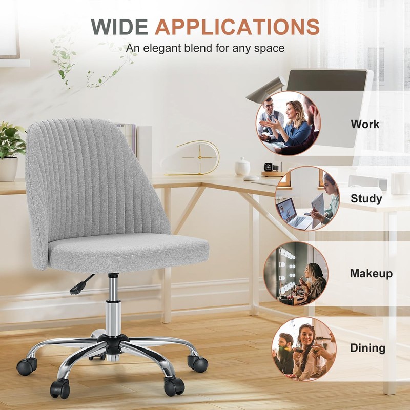 Office Chair, Comfy Desk Chair Rolling Vanity Swivel Task Chairs with Wheels,... gallery