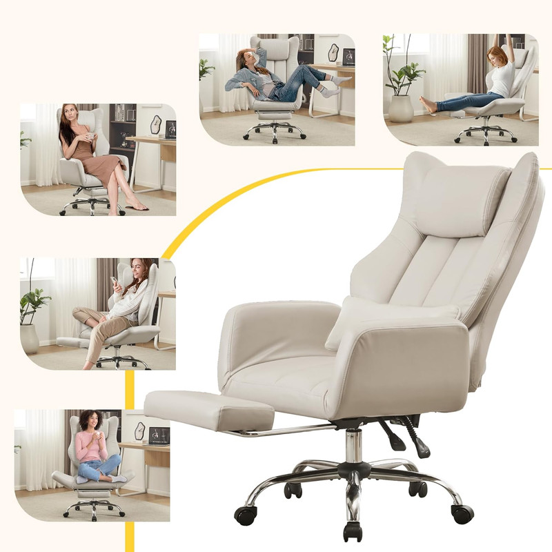 Ergonomic Cross Legged Office Chair with Footrest,Leather Big and Tall Executive gallery