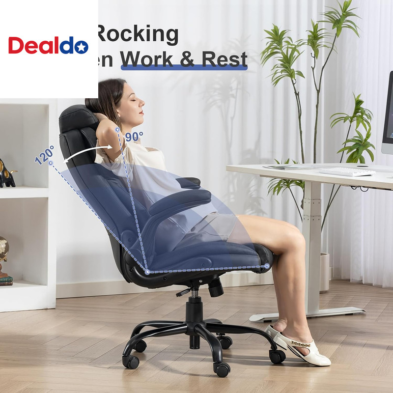 400LBS Big and Tall Office Chair, Heavy Duty Leather Executive Desk Chair with P gallery