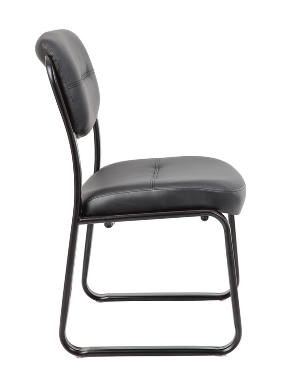 B9539 Leather Sled Base Side Chair in Black, 250 gallery