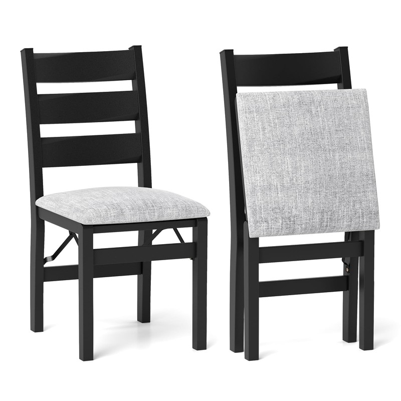 Giantex Modern Folding Dining Chairs Set, 17″ X 20″ X 33.5″, Black+grey