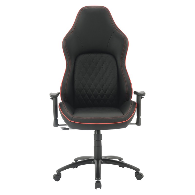 High Stakes Gaming Chair Black Bonded Leather with Red Accents gallery